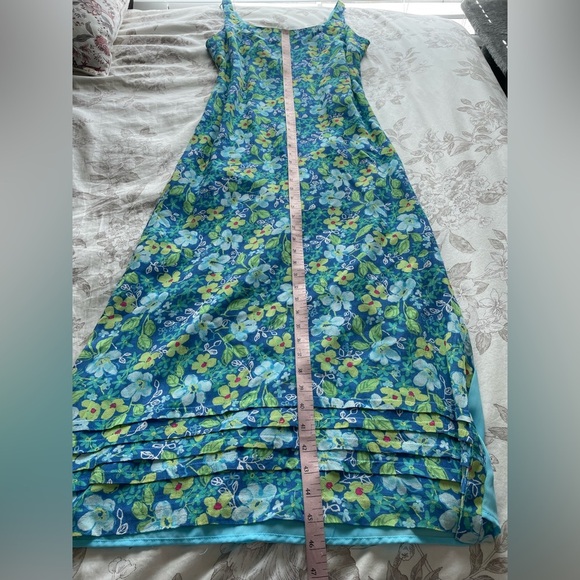 Sigrid Olsen Blue Green Floral Maxi Dress 10 Forest Fairy Granola Girl Cottage - Picture 10 of 11